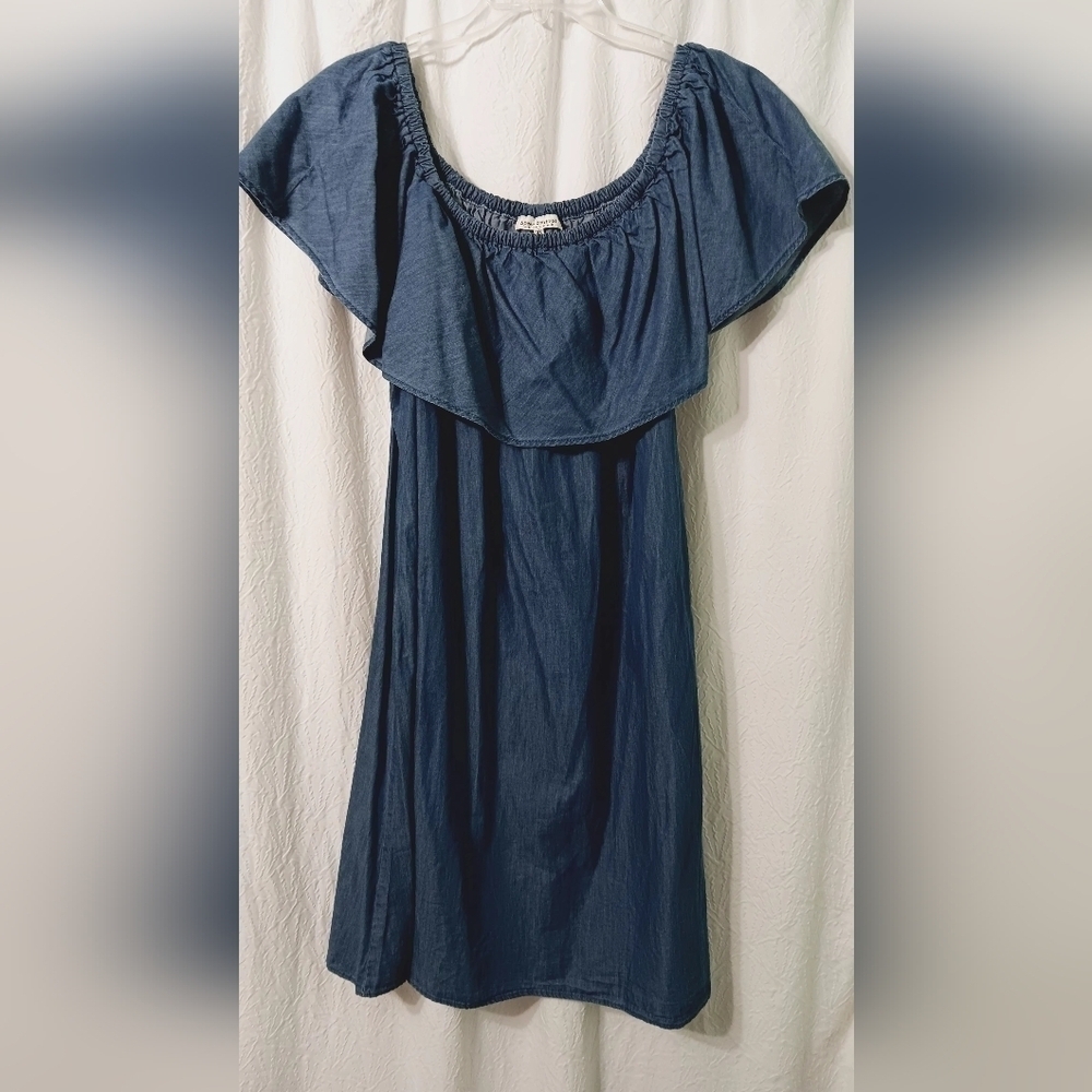 New Speed Control New York 3X Ruffled 100% Cotton Denim Mini dress